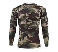 NaLatia Uomo Tattico Mimetiche Magliette Manica Lunga All'aperto Asciugatura Veloce Girocollo Caccia Militare Combattere Escursionismo Fitness Sport Camouflage T Shirt Top