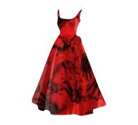 NaLatia Vestiti Halloween Abito da donna per Halloween, rosso, bianco, oversize, stampa sanguinosa, elegante, sexy, rockabilly, spaventoso, strega, vampiro, zombie, costume da medievale Moda