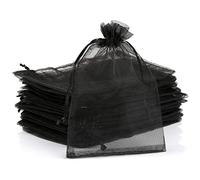 Naler 120 Sacchetti in Organza Sacchetti per Gioielli Buste di Organza per Regalo Portaconfetti, Nero, 10 * 15 cm