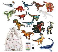 Naler 16 Pezzi di Toppa Termoadesiva Toppa Dinosauro per Vestiti di Bambini Patches Fai da Te per Vestiti Toppa di Riparazione e Decorazione