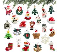 Naler 24 Ciondoli Natalizi Decorazione di Natale Christmas Fascino del Pendente Addobbi per Albero di Natale Fascino della Resina del Pupazzo di Neve Babbo Natale Ornamenti Natalizi DIY Craft