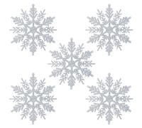 Naler 24 Fiocchi di Neve per Natale Decorativi con Glitter, Argento