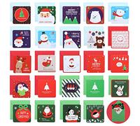 Naler 24 Mini Biglietti d’Auguri di Natale 24 Disegni Diversi Biglietti di Buon Natale con 24 Buste e Natalizi Biglietti d’Auguri per Bambini, Amici, Familiari, 7X7CM
