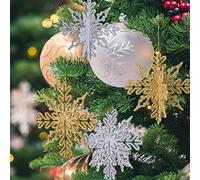 Naler 24 Pezzi di Fiocchi di Neve per Natale Decoratici con Glitter Addobbi per Albero Decorazione per Festa, 12 Dorato + 12 Argento
