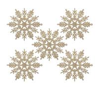 Naler 24 Pezzi di Fiocchi di Neve per Natale Decoratici Fiocchi di Neve con Glitter Addobbi per Albero di Natale Decorazione per Festa di Natale, Champagne