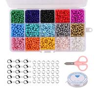 Naler 2550 pezzi 15 colori 4 mm perline pony tempo libero creativo con scatola di immagazzinaggio perline plastica trasparente per cucire bracciali collane creazioni di gioielli bambini
