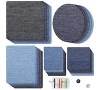 Naler 25pcs Ferro-on-Patch, Denim Fabric Iron on Patches per Jeans Kit di Riparazione Set Art Craft Decoration Ornaments (3 Forme, 5 Dimensione & 5 Colore)