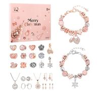 Naler Calendario Avvento 2025 Gioielli per Ragazze, Braccialetti DIY con Ciondoli, Collana, Orecchini e Anelli in Acciaio Inossidabile - Regalo Originale per Bambine 6-12 Anni