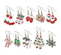 Naler Set di 10 Paia di Natalizi Orecchini in Acciaio inossidabile Pendenti per Donna Set di Gioielli Regali per Le Donne Ragazze Bambini Costume di Decorazione Festa di Natale
