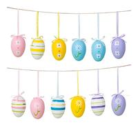 Naler Set di 12 Uova Pasquali Colorate Finte Uova da Appendere Pasquali Uova di 4 Colori Decorazioni di Festa Pasqua, 4X6CM