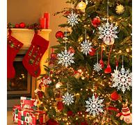 Naler Set di Fiocchi di Neve Decorazioni di Albero di Natale (Bianco di 6 Dimensioni) Plastica