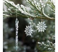 Naler Set di Natalize Decorazioni 20 Fiocchi di Neve e 10 Ghiaccioli Ornamenti di Albero di Natale Addobbi di Acrilico per Natale