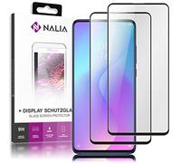 NALIA (2 Pezzi Vetro Temperato compatibile con Xiaomi Mi 9T Pro, 9H Pellicola Protettiva Full-Cover Display Schermo Copertura, Tempered-Glass Protezione 3-D Screen-Protector - Trasparente Nero