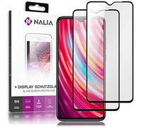 NALIA (2 Pezzi Vetro Temperato compatibile con Xiaomi Redmi Note 8 Pro, 9H Pellicola Protettiva Full-Cover Display Schermo Copertura, Tempered-Glass Protezione 3-D Screen-Protector - Trasparente Nero