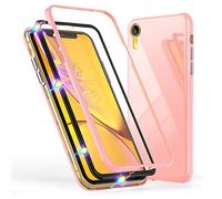 NALIA 360° Custodia in Vetro compatibile con iPhone XR, Magnetica Cover Integrale Fronte & Retro Case Protettiva con Vetro Temperato, Sottile Bumper Case Rigida Cellulare Protezione, Colore:Rosa