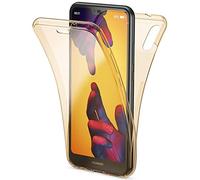 NALIA 360 Gradi Cover compatibile con Huawei P20 Lite, Totale Custodia Protezione Silicone Trasparente Sottile Full-Body Case, Protettiva Morbido Telefono Cellulare Bumper Guscio, Colore:Gold Oro