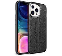 NALIA Aspetto in Pelle Cover compatibile con iPhone 13 Pro Max Custodia, Nero Silicone Copertura Sottile Anti-Impronta Digitale Antiurto Antiscivolo, Slim Case Bumper Morbido Gomma Protettiva Guscio