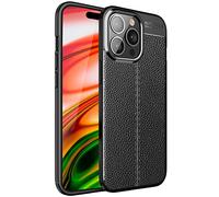 NALIA Aspetto in Pelle Cover compatibile con iPhone 14 Pro Max Custodia, Nero Silicone Copertura Sottile Anti-Impronta Antiurto Antiscivolo, Morbido Case Gomma Bumper Backcover Robusto Protettivo