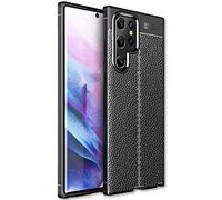 NALIA Aspetto in Pelle Cover compatibile con Samsung Galaxy S22 Ultra Custodia, Nero Silicone Copertura Sottile Anti-Impronta Antiurto Antiscivolo, Morbido Case Gomma Bumper Backcover Guscio Robusto