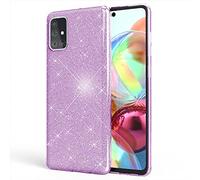 NALIA Brillantini Cover compatibile con Samsung Galaxy A51 Custodia, Glitter Case Telefono Cellulare Copertura Bumper Resistente Protettiva Strass Bling Smartphone Protezione Skin, Colore:Viola
