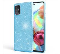 NALIA Brillantini Cover compatibile con Samsung Galaxy A51 Custodia, Glitter Case Telefono Cellulare Copertura Bumper Resistente Protettiva Strass Bling Smartphone Protezione Skin, Colore:Blu