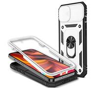 NALIA Case Stile Militare compatibile con iPhone 13 Mini Custodia, Anello Girovole 360°, Protezione Estrema con Cornice del Display & Cover per Camera, Copertura Rigida Antiurto Guscio, Colore:Bianco