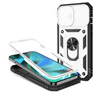NALIA Case Stile Militare compatibile con iPhone 13 Pro Custodia, Anello Girovole 360°, Protezione Estrema con Cornice del Display & Cover per Camera, Copertura Rigida Antiurto Robusto, Colore:Bianco