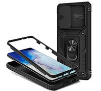 NALIA Case Stile Militare compatibile con Samsung Galaxy S21 Ultra Custodia, Anello Girovole 360°, Protezione Estrema con Cornice del Display & Cover per Camera, Copertura Rigida Armor, Colore:Nero
