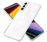 NALIA Chiaro Cover Arcobaleno compatibile con Samsung Galaxy S22 Custodia, Trasparente Olografico Anti-Giallo Case Rigida in Vetro Temperato & Silicone Bumper, Traslucido Hardcase Antigraffio Lucido