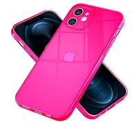 NALIA Chiaro Cover Neon compatibile con iPhone 12 Custodia, Trasparente Colorato Silicone Copertura Traslucido Bumper Resistente, Protettiva Antiurto Skin Sottile Case Morbido Gomma, Colore:Pink