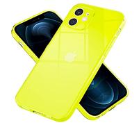 NALIA Chiaro Cover Neon compatibile con iPhone 12 Custodia, Trasparente Colorato Silicone Copertura Traslucido Bumper Resistente, Protettiva Antiurto Skin Sottile Case Morbido Gomma, Colore:Giallo
