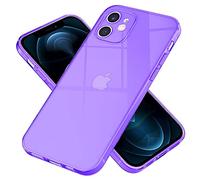 NALIA Chiaro Cover Neon compatibile con iPhone 12 Custodia, Trasparente Colorato Silicone Copertura Traslucido Bumper Resistente, Protettiva Antiurto Skin Sottile Case Morbido Gomma, Colore:Viola