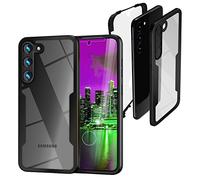 NALIA Clear 360° Case Protettiva Ibrida compatible con Samsung Galaxy S23 Plus Custodia, Dorso Duro & Pellicola Display & Protezione Impatto Cornice Silicone Nero, Full-Cover Trasparente Anti-Giallo