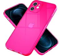NALIA Clear Neon Custodia per iPhone 12, Custodia protettiva trasparente colorata Rosa