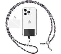 NALIA Cordino per Cellulare con Patch, Universale Catena per Custodia Telefono 160 CM, Laccio Portachiavi Colorato, Cordino da Collo con Ciondolo con Gancio in Metallo, Colore:Orca bianco nero