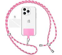 NALIA Cordino per Cellulare con Patch, Universale Catena per Custodia Telefono 160 CM, Laccio Portachiavi Colorato, Cordino da Collo con Ciondolo con Gancio in Metallo, Colore:Rosa Bianco