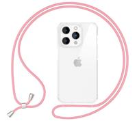 NALIA Cover con Collana per iPhone 16 Pro - Custodia, Rosa Pastello | Mani Libere, Zero Stress, Retro Cristallino, Il Tuo Tocco Di Stile, Airbag Invisibile, HANGIT PRO