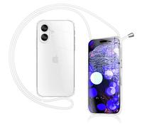 NALIA Cover con Collana per iPhone 17 - Custodia Ibrida, Luna Bianca | Mani Libere, Zero Stress, Retro Cristallino, Il Tuo Tocco Di Stile, Airbag Invisibile, HANGIT PRO