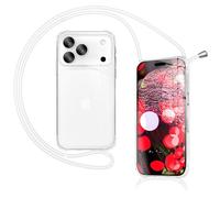 NALIA Cover con Collana per iPhone 17 Pro - Custodia Ibrida, Luna Bianca | Mani Libere, Zero Stress, Retro Cristallino, Il Tuo Tocco Di Stile, Airbag Invisibile, HANGIT PRO