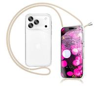 NALIA Cover con Collana per iPhone 17 Pro Max - Custodia Ibrida Trasparente & Laccio - HANGIT PRO (Retro Anti-Giallo & Regolabile) - Marchio Tedesco, Colore:Arenaria Beige