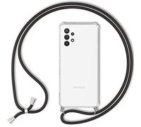 NALIA Cover con Collana per Samsung Galaxy A13 4G / A13 5G, Nero | Mani Libere, Zero Stress, Retro Cristallino, Il Tuo Tocco Di Stile, Airbag Invisibile, HANGIT