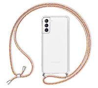 NALIA Cover con Collana per Samsung Galaxy S21 - Custodia, Arcobaleno | Mani Libere, Zero Stress, Retro Cristallino, Il Tuo Tocco Di Stile, Airbag Invisibile, HANGIT