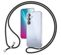 NALIA Cover con Collana per Samsung Galaxy S25 - Custodia Ibrida Trasparente & Laccio - HANGIT PRO (Retro Anti-Giallo & Regolabile) - Marchio Tedesco, Colore:Nero Mezzanotte