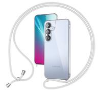 NALIA Cover con Collana per Samsung Galaxy S25 Plus, Luna Bianca | Mani Libere, Zero Stress, Retro Cristallino, Il Tuo Tocco Di Stile, Airbag Invisibile, HANGIT PRO