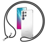 NALIA Cover con Collana per Samsung Galaxy S25 Ultra - Custodia Ibrida Trasparente & Laccio - HANGIT PRO (Retro Anti-Giallo & Regolabile) - Marchio Tedesco, Colore:Nero Mezzanotte