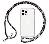 NALIA Cover con Cordino compatibile con iPhone 13 Pro Custodia, Trasparente Protettiva Necklace Hardcase & Girocollo, Anti-Giallo Resistente Copertura Tracolla Case Rigida, Colore:Nero Multicolore