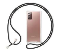 NALIA Cover con Cordino compatibile con Samsung Galaxy Note 20 Custodia, Protettiva Trasparente Necklace Hard-Case & Girocollo, Resistente Copertura Tracolla Telefono Bumper Rigida Skin, Colore:Nero