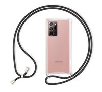 NALIA Cover con Cordino compatibile con Samsung Galaxy Note 20 Ultra Custodia, Protettiva Trasparente Necklace Hard-Case & Girocollo, Resistente Copertura Tracolla Telefono Bumper Rigida, Colore:Nero