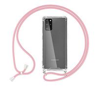 NALIA Cover con Cordino compatibile con Samsung Galaxy S20 Plus Custodia, Protettiva Trasparente Necklace Hard-Case & Girocollo, Resistente Copertura Tracolla Bumper Rigida Skin, Colore:Rosa
