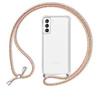 NALIA Cover con Cordino compatibile con Samsung Galaxy S22 Plus Custodia, Trasparente Protettiva Necklace Hardcase & Girocollo, Anti-Giallo Resistente Copertura Tracolla Case, Colore:Arcobaleno